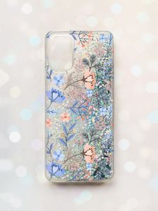 Чохол з плаваючими блискітками на Samsung Galaxy A02s Срібний :: Квітковий фон (принт 371)
