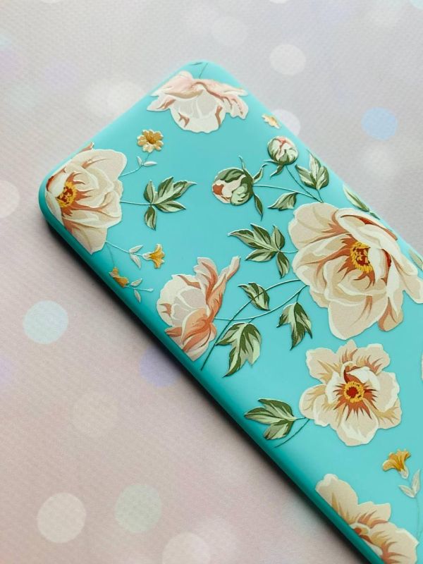 Матовий бірюзовий чохол на Xiaomi Redmi 9А :: Квіти пастельні (принт 277)