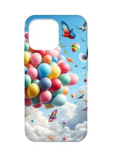 Матовий чохол з бірюзовими боками на iPhone 13 Pro :: Повітряні кульки (принт 365)