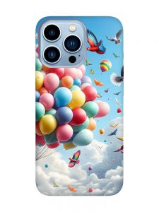 Матовий чохол з червоними боками на iPhone 13 Pro Max :: Повітряні кульки (принт 365)
