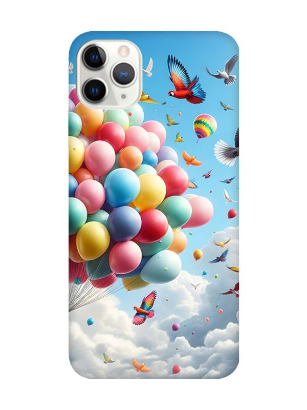 Матовий чохол з бірюзовими боками на iPhone 11 Pro Max (6.5) :: Повітряні кульки (принт 365)