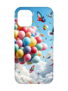 Матовий чохол з бірюзовими боками на iPhone 12/12 Pro (6.1) :: Повітряні кульки (принт 365)