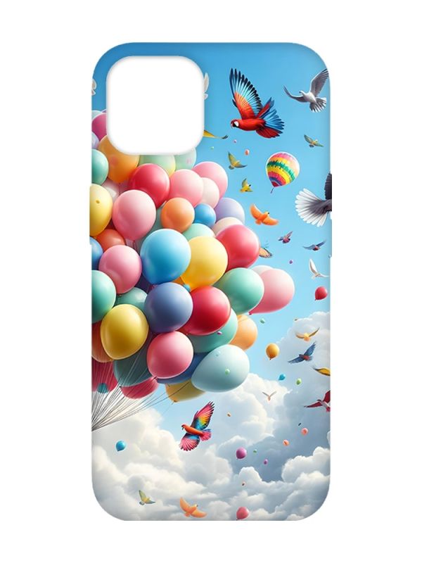 Матовий чохол з рожевими боками на  iPhone 14 :: Повітряні кульки (принт 365)