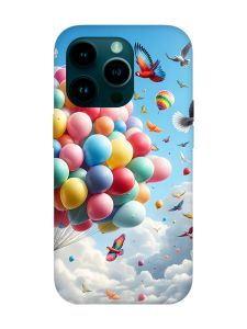 Матовий чохол з бірюзовими боками на iPhone 14 Pro :: Повітряні кульки (принт 365)