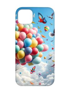 Матовий чохол з червоними боками на iPhone 14 Plus :: Повітряні кульки (принт 365)