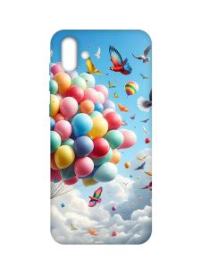 Матовий чохол з бірюзовими боками на Samsung Galaxy A04 :: Повітряні кульки (принт 365)