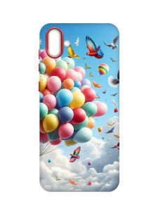 Матовий чохол з червоними боками на Samsung Galaxy A04 :: Повітряні кульки (принт 365)