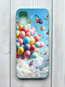 Матовий чохол з бірюзовими боками на Samsung Galaxy A04E / A042 :: Повітряні кульки (принт 365)