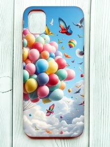 Матовий чохол з червоними боками на Samsung Galaxy A04E/A042 :: Повітряні кульки (принт 365)