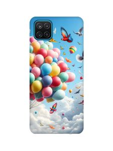 Матовий чохол з бірюзовими боками на Samsung Galaxy A12 :: Повітряні кульки (принт 365)