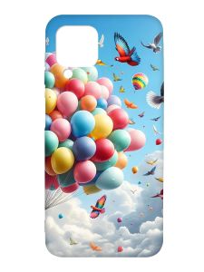 Матовий чохол з чорними боками на Samsung Galaxy A12 :: Повітряні кульки (принт 365)