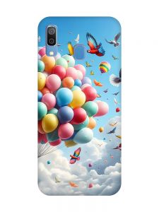 Матовий чохол з червоними боками на Samsung Galaxy A30 (2019) / A20 (2019) :: Повітряні кульки (принт 365)
