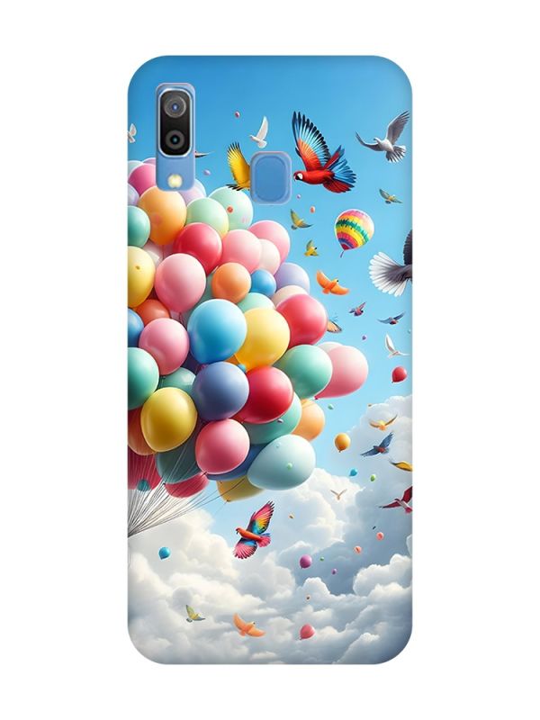 Матовий чохол з рожевими боками на Samsung Galaxy A30 (2019) / A20 (2019) :: Повітряні кульки (принт 365)