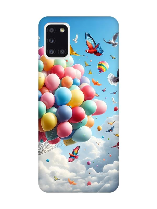 Матовий чохол з червоними боками на Samsung Galaxy A31 :: Повітряні кульки (принт 365)