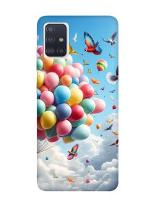 Матовий чохол з рожевими боками на Samsung Galaxy A51 :: Повітряні кульки (принт 365)