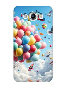 Матовий чохол з бірюзовими боками на Samsung Galaxy J7(2016) J710 :: Повітряні кульки (принт 365)