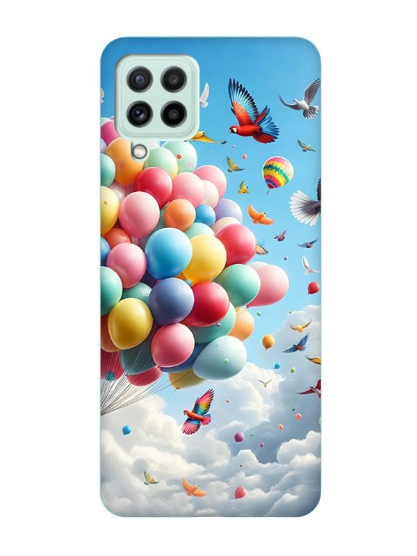 Матовий чохол з бірюзовими боками на Samsung Galaxy M32/M22/A22 4G :: Повітряні кульки (принт 365)