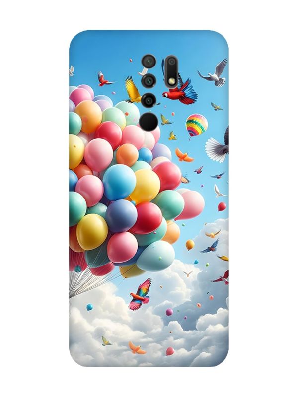Матовий чохол з рожевими боками на Xiaomi Redmi 9 :: Повітряні кульки (принт 365)