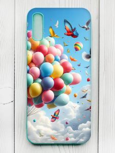 Матовий чохол з бірюзовими боками на Xiaomi Redmi 9А :: Повітряні кульки (принт 365)
