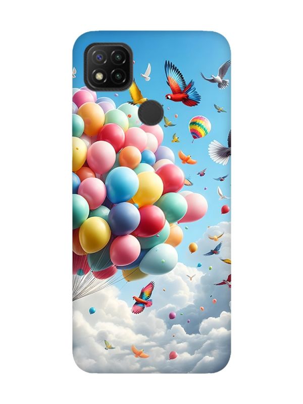 Матовий чохол з чорними боками на Xiaomi Redmi 9C/10A :: Повітряні кульки (принт 365)