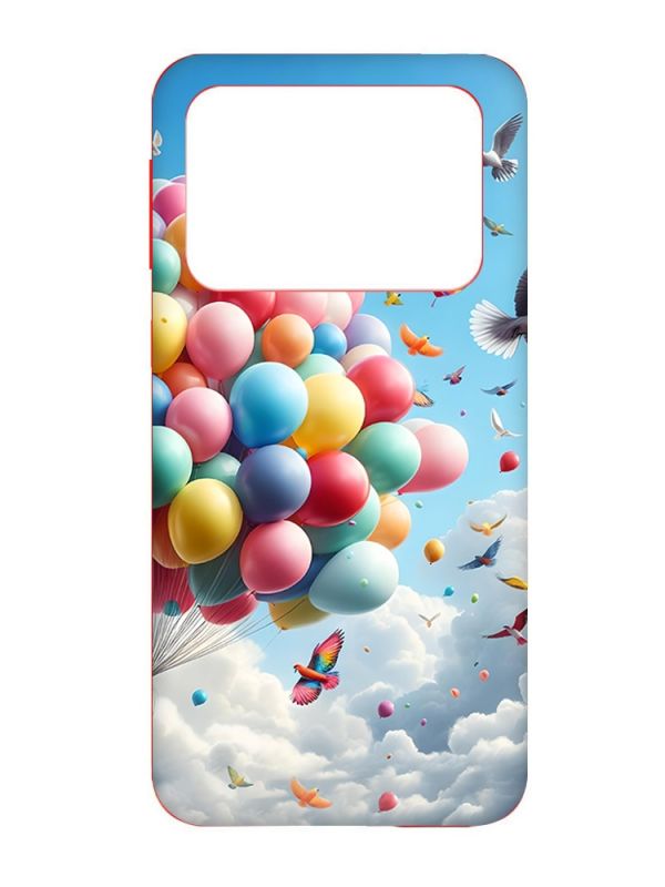 Матовий чохол з червоними боками на Xiaomi Poco X4 Pro 5G :: Повітряні кульки (принт 365)