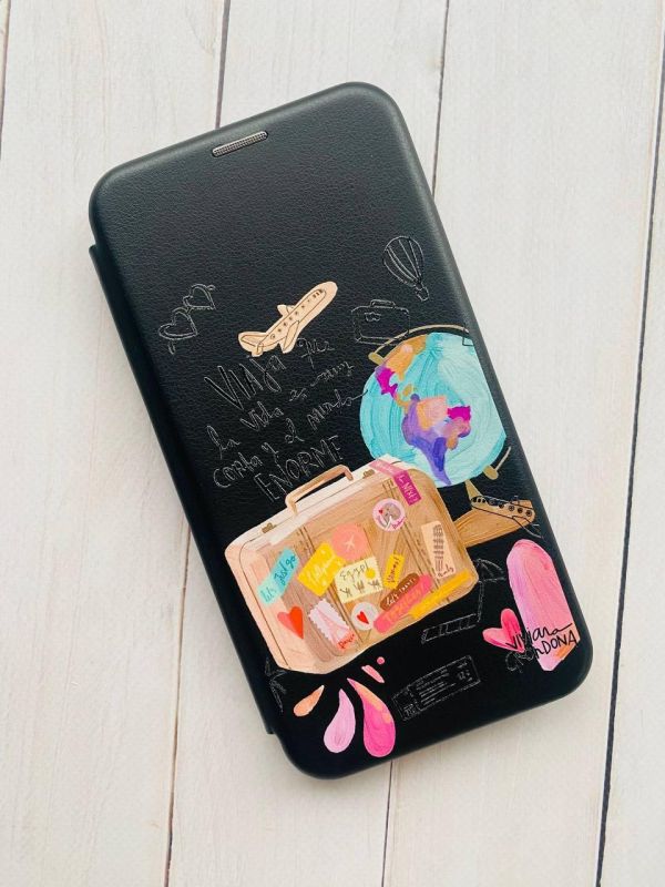 Чохол-книжка з малюнком для Samsung Galaxy M33 5G Чорний :: Настрій подорожувати (принт 329)