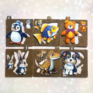 Сортер дитячий дерев'яний :: Тварини (6 штук)