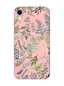 Матовий рожевий чохол на Apple iPhone XR :: Рослинний фон (принт 377)