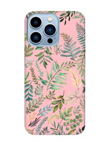 Матовий рожевий чохол на Apple iPhone 13 Pro Max :: Рослинний фон (принт 377)