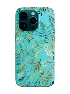 Матовий бірюзовий чохол на Apple iPhone 14 Pro :: Рослинний фон (принт 377)
