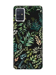 Матовий чорний чохол на Samsung Galaxy A71 / A715 :: Рослинний фон (принт 377)