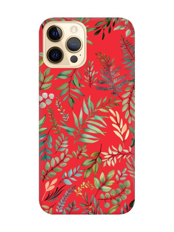 Матовий червоний чохол на Apple iPhone 12 Pro Max :: Рослинний фон (принт 377)