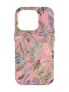 Матовий рожевий чохол на Apple iPhone 14 Pro Max :: Рослинний фон (принт 377)