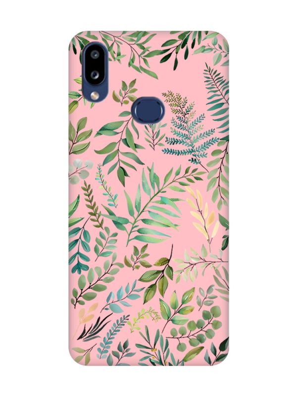 Матовий рожевий чохол на Samsung Galaxy A10s (A107) :: Рослинний фон (принт 377)