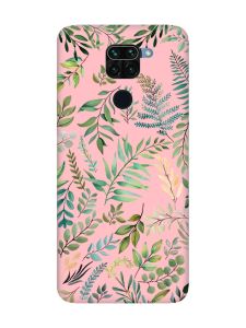 Матовий рожевий чохол на Xiaomi Redmi Note 9 :: Рослинний фон (принт 377)