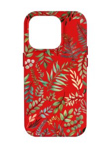 Матовий червоний чохол на Apple iPhone 14 Pro Max :: Рослинний фон (принт 377)