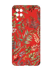 Матовий червоний чохол на Samsung Galaxy A12 :: Рослинний фон (принт 377)
