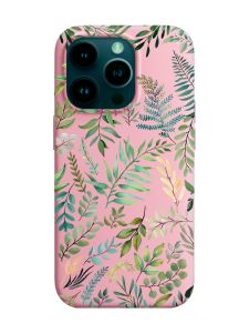 Матовий рожевий чохол на Apple iPhone 14 Pro :: Рослинний фон (принт 377)