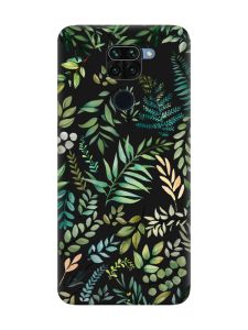 Матовий чорний чохол на Xiaomi Redmi Note 9 :: Рослинний фон (принт 377)
