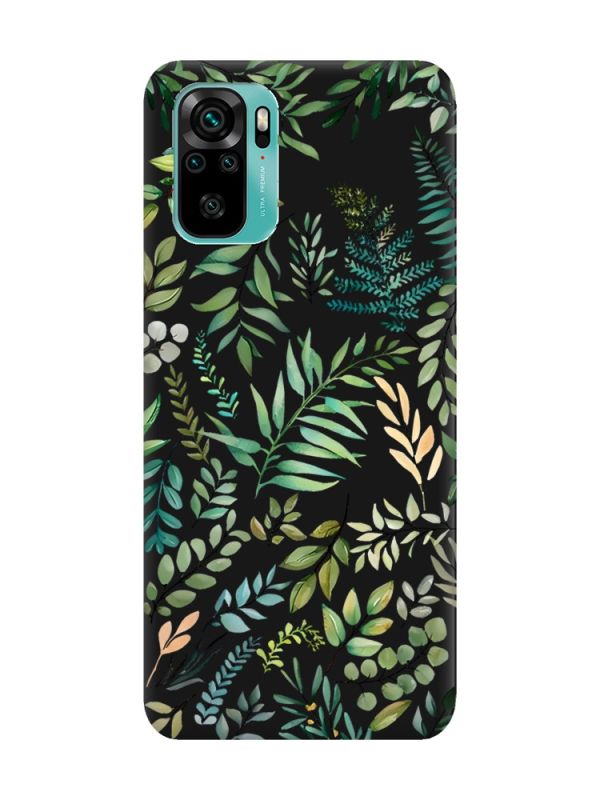 Матовий чорний чохол на Xiaomi Redmi Note 10 / Note 10s :: Рослинний фон (принт 377)