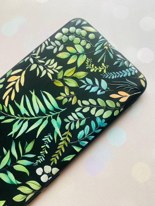 Матовий чорний чохол на Samsung Galaxy A13 4G :: Рослинний фон (принт 377)
