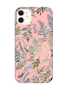 Матовий рожевий чохол на Apple iPhone 11 (6.1) :: Рослинний фон (принт 377)
