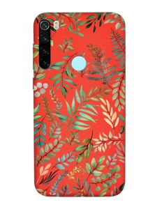 Матовий червоний чохол на Xiaomi Redmi Note 8T :: Рослинний фон (принт 377)