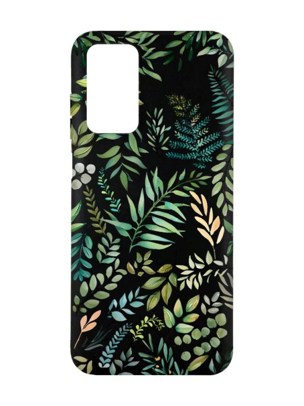 Матовий чорний чохол на Xiaomi Redmi Note 11 4G :: Рослинний фон (принт 377)