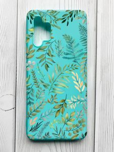 Матовий бірюзовий чохол на Samsung Galaxy A32 :: Рослинний фон (принт 377)