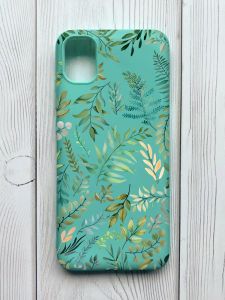 Матовий бірюзовий чохол на Samsung Galaxy A04E / A042 :: Рослинний фон (принт 377)