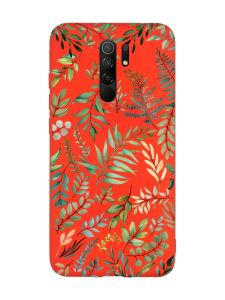 Матовий червоний чохол на Xiaomi Redmi Note 8 Pro :: Рослинний фон (принт 377)