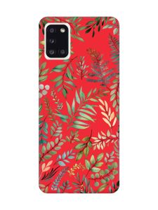 Матовий червоний чохол на Samsung Galaxy A31 :: Рослинний фон (принт 377)