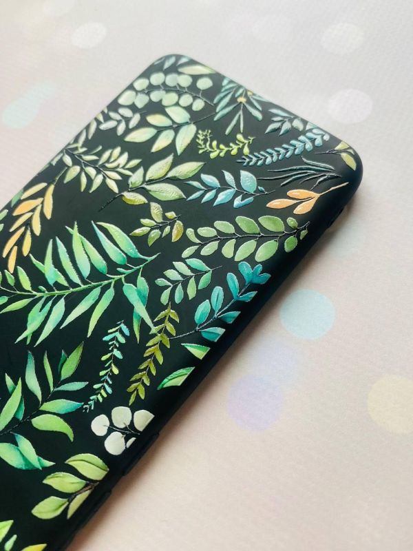 Матовий чорний чохол на Samsung Galaxy A50 (2019) A505/A30s :: Рослинний фон (принт 377)