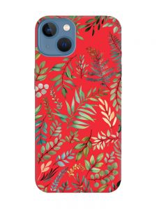 Матовий червоний чохол на Apple iPhone 13 :: Рослинний фон (принт 377)